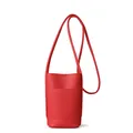 Red pebbled leather mini crossbody phone bag with cylindrical bucket design and slim strap - Red