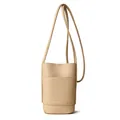 Minimalist beige crossbody phone bag with lychee grain texture and shoulder strap - Apricot