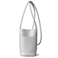 Silver textured crossbody phone bag with cylinder shape and minimalist metallic finish - Silver