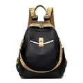 Waterproof black nylon backpack with brown alphabet straps and metal twist lock - Black Large - With Strap