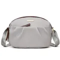 Sac bandoulière en nylon oxford gris clair imperméable avec plis et finitions dorées - Gris