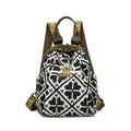 Zaino leggero di grande capacità con motivo geometrico a rombi nero e bianco - Albero dei Soldi Piccolo / 28x32x17cm