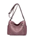 Bolso bandolera para mujer en cuero sintético púrpura oscuro con compartimentos con cremallera - Rosa Loto