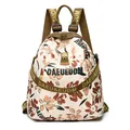 Women's floral canvas backpack in beige with adjustable letter-printed shoulder straps - Large / Floral Print Style