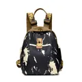 Fashion black oxford travel backpack with white splash print and logo straps - Ink Painting Small