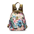 Mochila de tela Oxford con motivos florales vivos y correas ajustables - Loto Pequeño