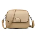 Elegant khaki cross-body bag for women with lychee texture leather and flap closure - Khaki