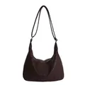 Chocolate brown minimalist hobo bag with adjustable strap and vintage matte texture - Brown