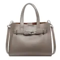 Sac à main taupe avec boucle argentée et bandoulière réglable amovible - Gris Beige