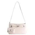 Set borsa tote beige minimalista con mini pochette e chiusura in metallo - Borsa 2-in-1 (Bianco) / Bianco