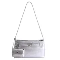 Borsa sottobraccio argento metallizzato con fibbia decorativa e pochette coordinata - Argento