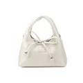 Minimalist creamy beige dumpling bag with chic bow knot and polished silver accents - 25cmx14cmx10cm / Off White