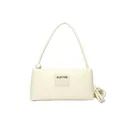 Sac baguette minimaliste en similicuir crème avec bandoulière nouée et détail logo - Blanc Cassé