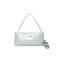 Sac baguette bleu clair minimaliste avec logo AIJFYDS et détail de bandoulière à perle - Rose bonbon