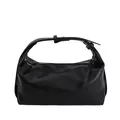 Borsa baguette minimalista in ecopelle nera con manico regolabile e zip superiore - Nero