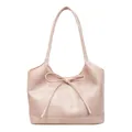 Sac à épaule tendance en cuir PU rose avec nœud décoratif et anses sur fond blanc éclatant - Rose