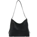 Classic large black vintage hobo bag with a minimalist tag and a long shoulder strap - Large / Black