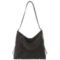 Retro dark brown large capacity faux leather tote bag with adjustable shoulder strap - Large / Brown