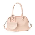 Borsa quadrata rosa chiaro con ciondolo a cuore e manici annodati alla moda - Rosa