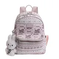 Zaino rosa in pelle PU con stampe di pony e ciondolo a forma di coniglio morbido - Con Ciondolo / Rosa