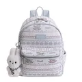 Zaino in ecopelle grigio chiaro con motivi di puledro rosa e ciondolo a coniglietto - Con Ciondolo / Blu