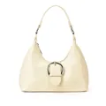 Sac hobo blanc crème minimaliste avec boucle ronde en argent et finition lisse - Blanc Cassé