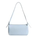 Light blue lychee textured cylindrical shoulder bag with adjustable strap and silver zipper - Blue