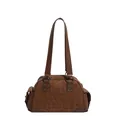 Retro leopard print underarm bag with dark silver hardware and side pockets - Brown / 26*8*17