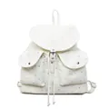 Mochila de lona blanca con estampado de estrellas plateadas, dos bolsillos y hebillas metálicas - Blanco Roto