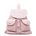 Mochila rosa claro con estampado de estrellas, solapa con hebilla y cordón - Rosa