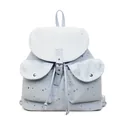 Mochila azul claro con estampado de estrellas plateadas, hebillas de metal y cordón - Azul