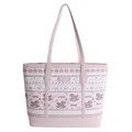 Borsa tote rosa capiente con graziose stampe di cartoni animati e doppi manici - 31x10x27cm / Rosa