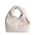 Sac à main beige minimaliste avec motif jacquard gaufré oriental pour femme - 22*10*15 / Blanc Cassé