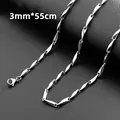 Collier chaîne boîte homme en acier inoxydable 3mm avec fermoir homard, longueur 55cm - Style de Graine de Tournesol / Argent
