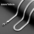 Chaîne serpent pour homme en acier inoxydable argenté, largeur 6mm et longueur 60cm - Style de Serpent Plat / Argent
