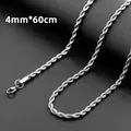 Chaîne torsadée classique en acier inoxydable argenté 4mm pour homme avec fermoir - Chaîne torsadée épaisse / Argent