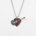 Mens rock guitar and red pick pendant necklace made of durable stainless steel - 60CM / Black Guitar/Red Pick
