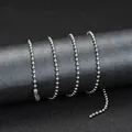 Polished silver stainless steel ball chain necklace with oval lobster clasp connector - Bead Chain