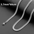 Herren Edelstahl-Panzerkette in Silber, 3,7mm breit, 60cm lang mit praktischem Karabinerverschluss - Drachenschuppenkette / Silber