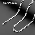 Herren 5mm silberne Edelstahl Box Kette Halskette mit Karabinerverschluss, 59cm Länge - Gewundener Drachenstil / Silber