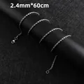 Chaîne corde torsadée en acier inoxydable argenté pour homme de 2,4mm de large et 60cm - Style de Corde Fine / Argent