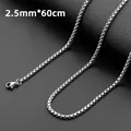 Herren Silber Edelstahl Boxkette Halskette, 2,5 mm Breite und 60 cm Länge, Karabinerverschluss - Maisketten-Stil / Silber