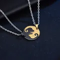 Süße Hunde- und Katzen-Puzzle-Halsketten für Paare aus poliertem Edelstahl gefertigt - Gold Und Schwarz Halsketten-Set