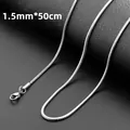 Chaîne serpent homme en acier inoxydable 1,5mm de large 50cm avec fermoir mousqueton - Chaîne serpent ronde / Argent
