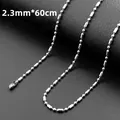 Collier chaîne à billes en acier inoxydable argenté de 2,3mm par 60cm pour hommes - Chaîne à maillons bambou / Argent