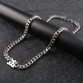 Collana a catena cubana in acciaio inossidabile con ciondolo a lettera in stile hip hop - Stile Corto Chiusura a Otto / Argento