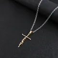 Herren Titanstahl Faith Kreuz Anhänger Halskette mit zweifarbigem Gold- und Silber-Finish - Anhänger Mit 70cm Kette / Gold