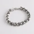 Herren Armband mit Totenkopf im Retro-Punk-Stil aus antikem Silber mit Karabinerverschluss - Antiksilber Totenkopf Stil