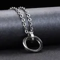 Herren Hip-Hop Halskette mit dreifach verschlungenen Ringen und Kristallen in Silber - Schwarz (Mit O-Kette)