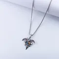 Gothic eagle pendant necklace with blue evil eye detail on a vintage silver chain - Mixed Colors Pendant